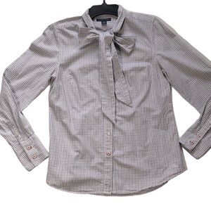 Tommy Hilfiger MEDIUM  Women's Plaid Bow-Tie Shirt